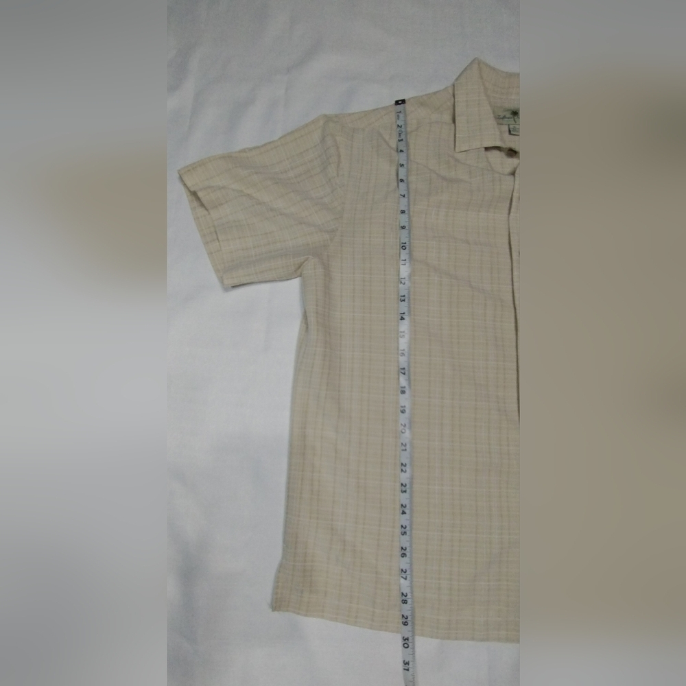 Island Shores Men's Beige Plaid Shirt (XL) - Picture 3 of 9